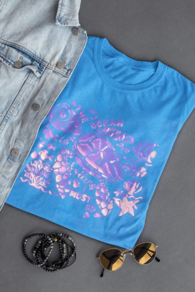 Ocean Printed Cotton T-shirt