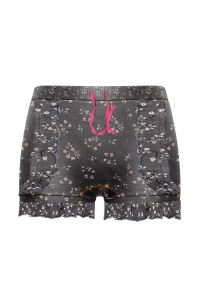 Black Frilly Printed Cotton Shorts🌸