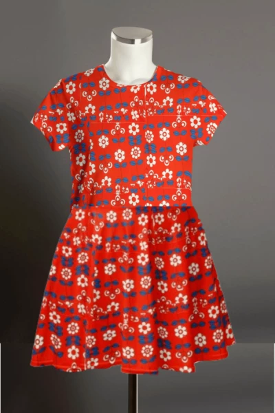 Red Printed Cotton Dress