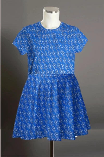 Blue Printed Cotton Dress