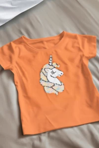 Orange Unicorn Sequence Cotton Top🦄