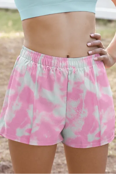 Tie Dye Pink Cotton Shorts