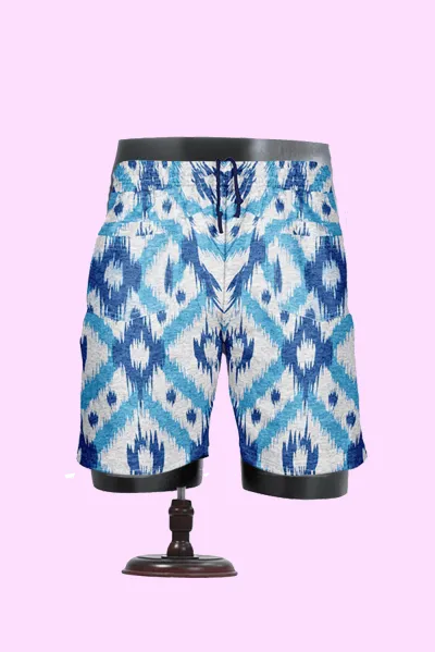 Zig Zag Printed Cotton Shorts