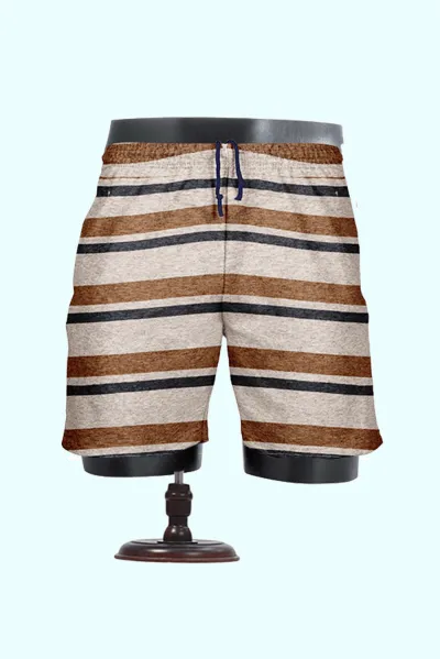 Stripes Printed Cotton Shorts