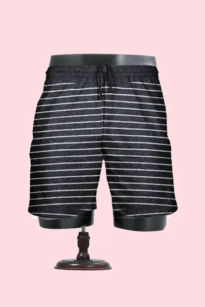 Stripes Printed Cotton Shorts