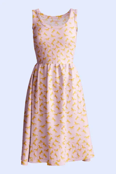 Golden Unicorn Printed Cotton Dress