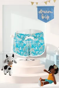 Blue Printed Cotton Shorts🩵