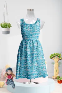 Blue Floral Printed Cotton Dress🩵