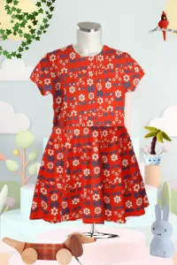 Red Printed Cotton Dress 🍀